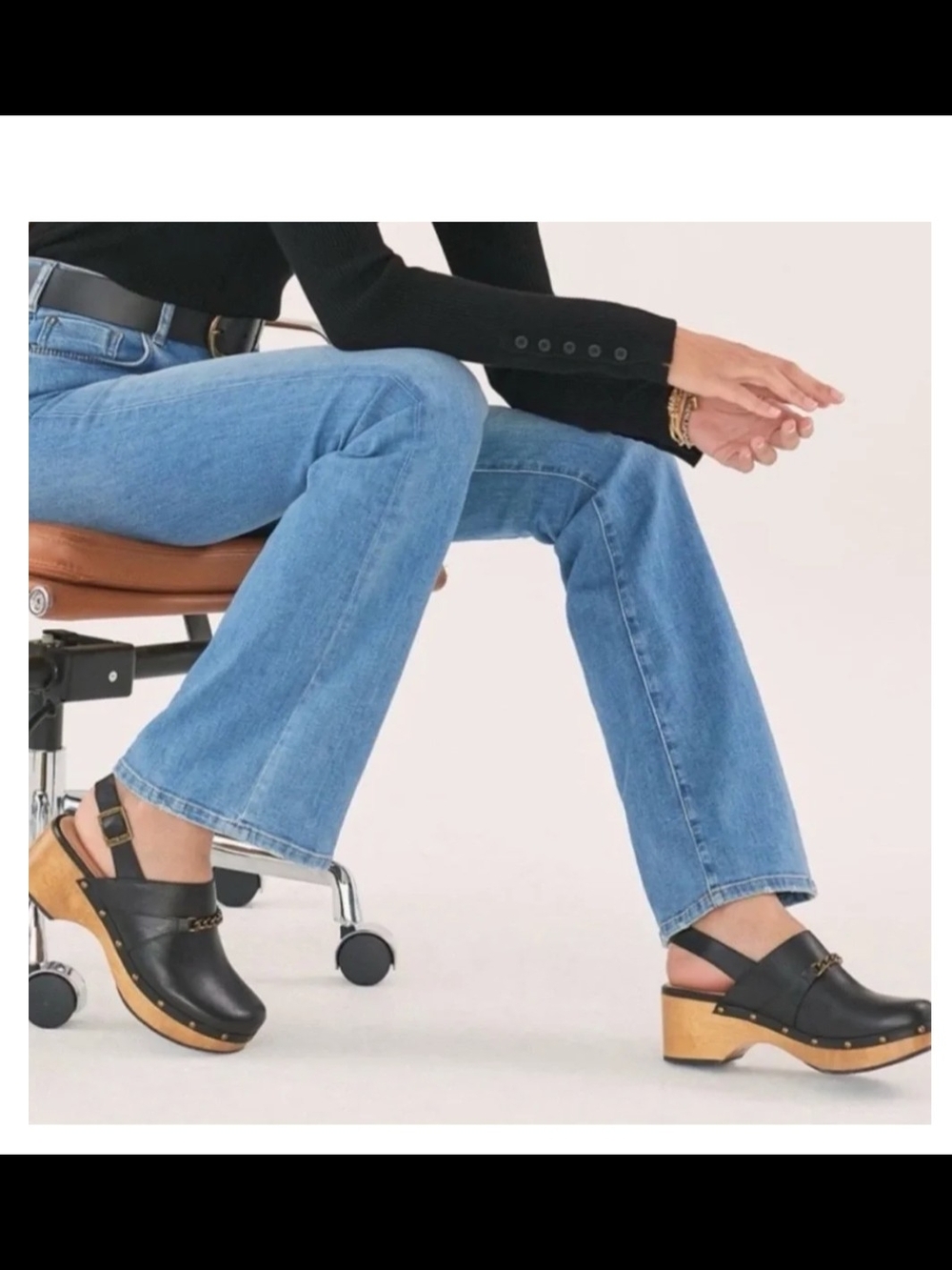 Anthropologie Silent D Women's Leather Slingback Clogs Black Size 41 (US 10) - Picture 6 of 6